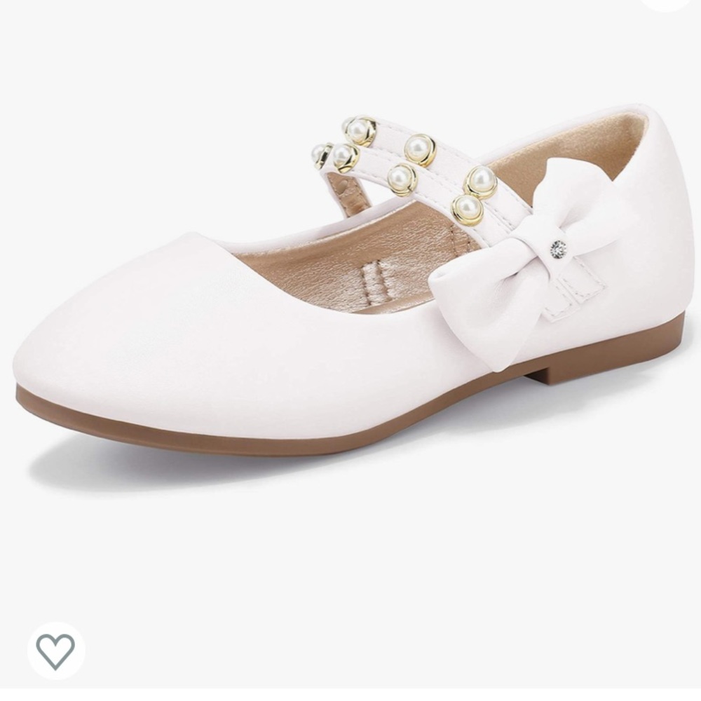 PANDANINJIA Girl's Toddler/Little Kid Cheryl Bow Princess Flower Ballerina Flats